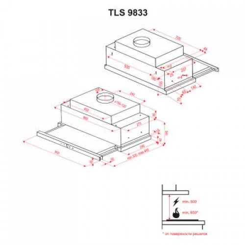 Вытяжка Perfelli TLS 9833 W LED STRIPE