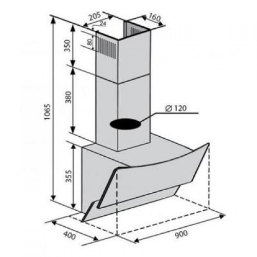 Вытяжка Ventolux WAVE 90 WH (1000) TRC IT