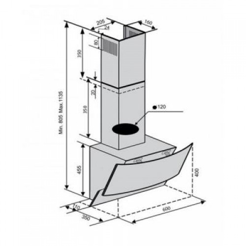 Вытяжка Ventolux WAVE 60 WH (750) TRC