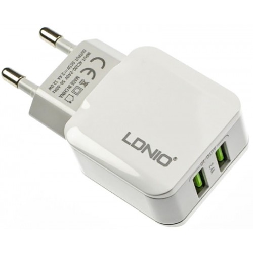 Сетевое зарядное устройство LDNIO A2202 Travel charger 2USB 2.4A White