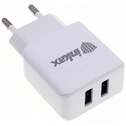 Зарядное устройство INKAX CD-01 Travel charger + Type-C cable 2USB 2.1A White