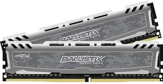 Crucial DIMM 8Gb KIT(2x4Gb) DDR4 PC2400 Ballistix Sport LT Gray (BLS2C4G4D240FSB)