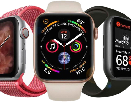 Apple Watch Series 4 GPS + Cellular 44mm Polished Stainless Steel with White Sport Band (MTX02)