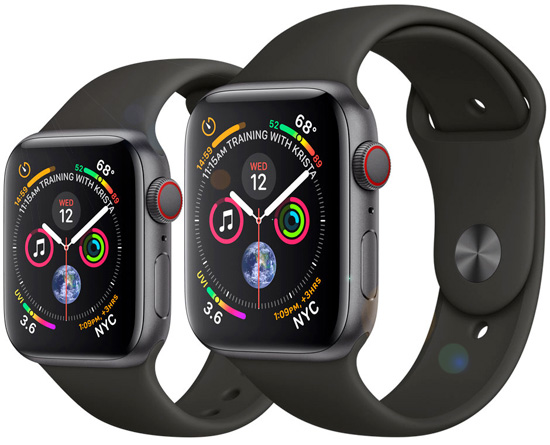 Apple Watch Series 4 GPS + LTE 40mm Space Gray Aluminum Case with Black Sport Band (MTVU2)