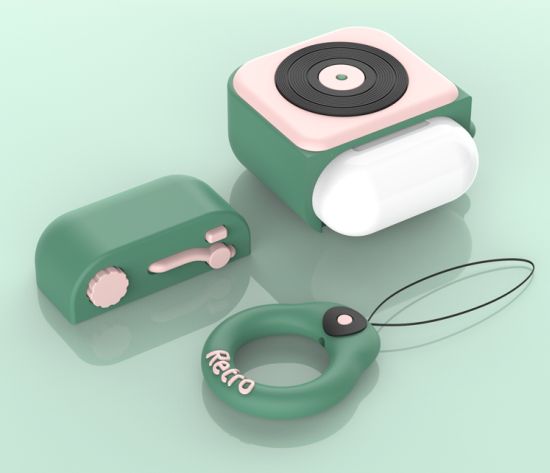 Чехол для Airpods Silicon case Gramophone Dark Green