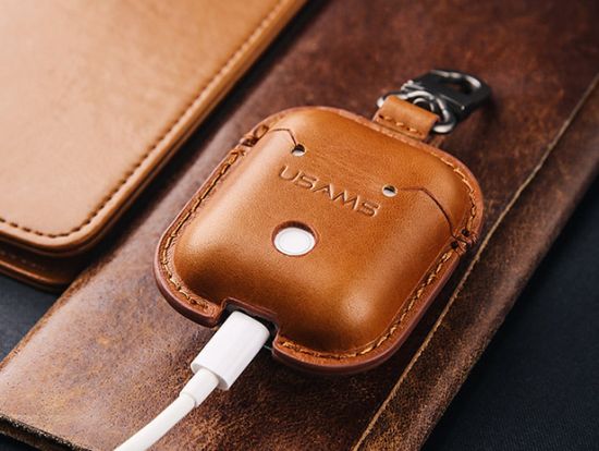 Чехол USAMS для наушников Apple AirPods LEATHER