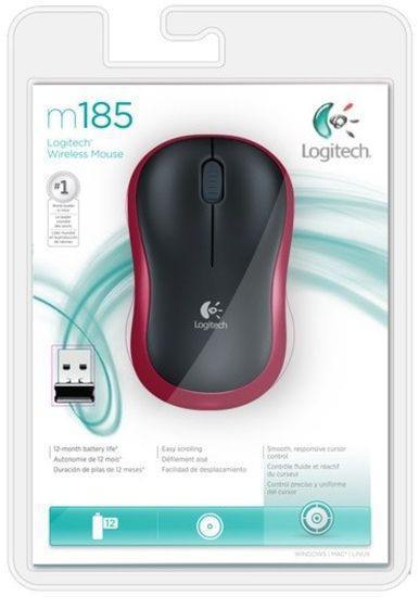 Logitech M185 Wireless Mouse (Red)