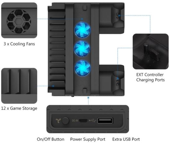 Охлаждающая подставка Kootek для PS4 (X001O25IFV)