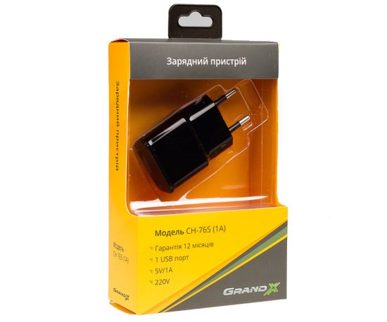 Grand-X (1xUSB 1A) Black (CH-765B)